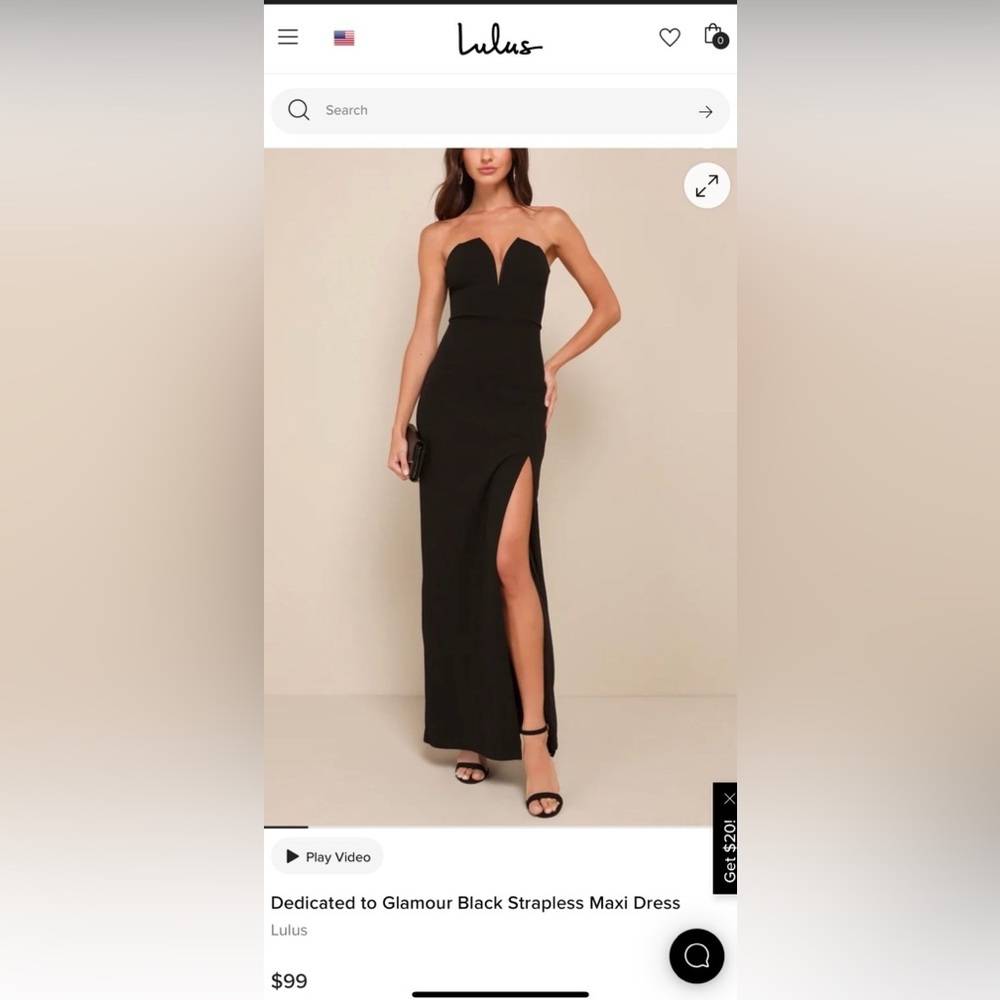 Lulus Dedicated to Glamour Black Strapless Maxi Dress